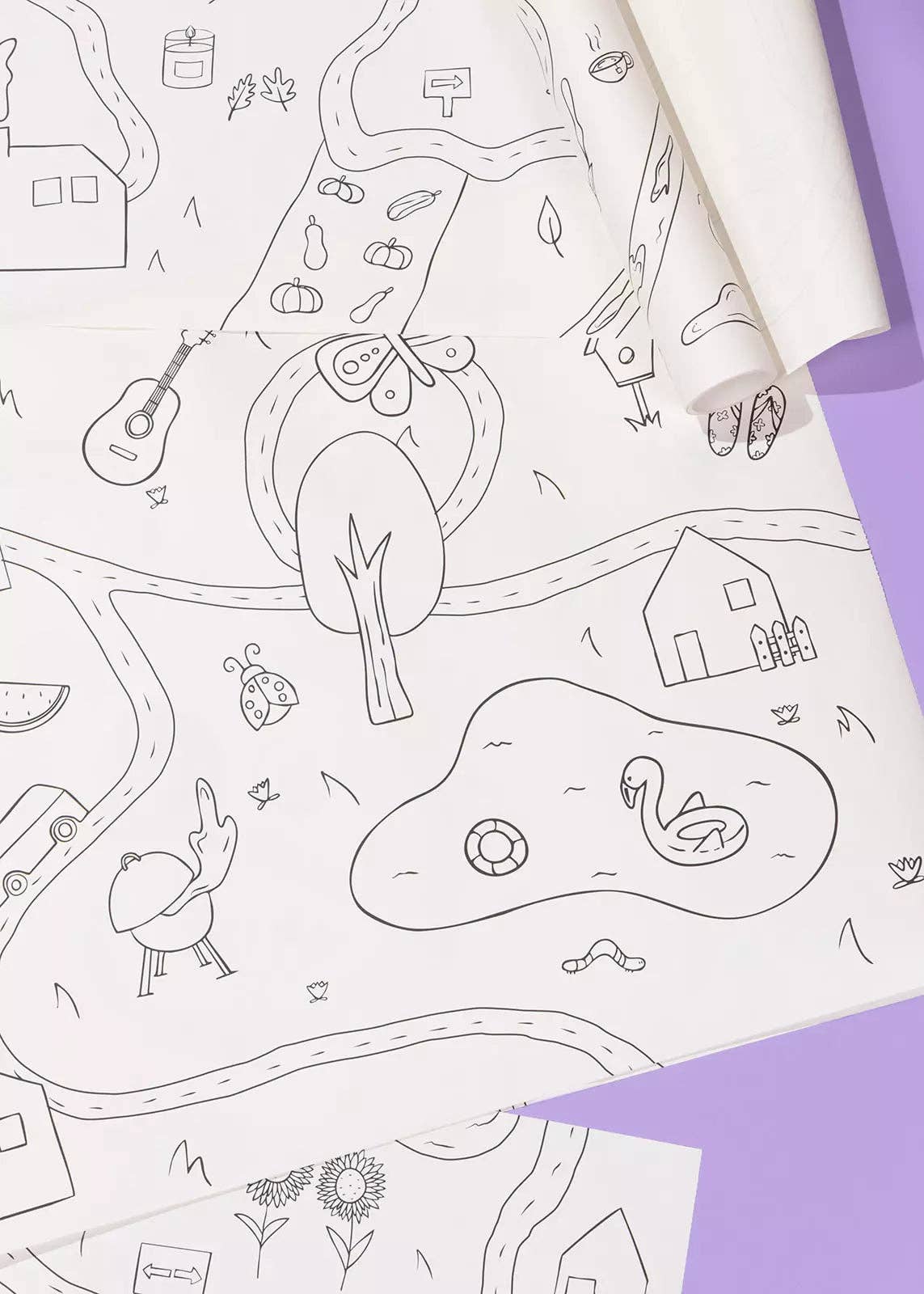Detachable Seasons Sticky Coloring Poster Roll - 6 sheets