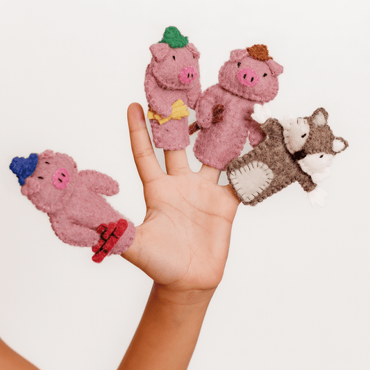 Three Little Pigs Finger Puppets - Storytelling Sensory Play