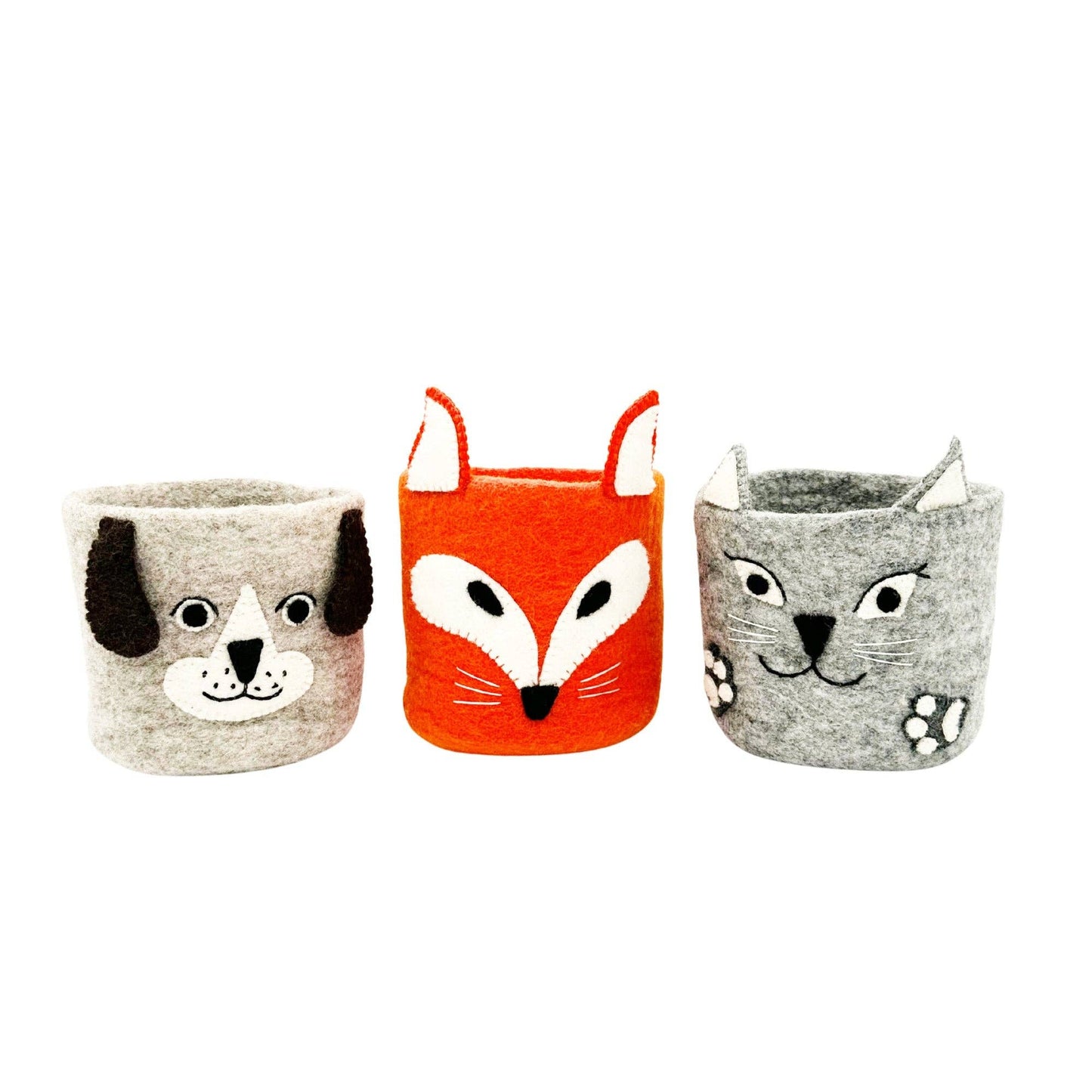 Montessori Treasure Baskets, Cat Dog Fox Nursery Storage Set