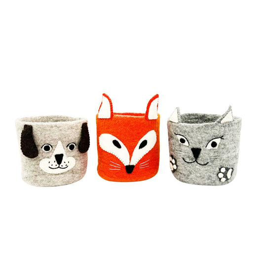 Montessori Treasure Baskets, Cat Dog Fox Nursery Storage Set