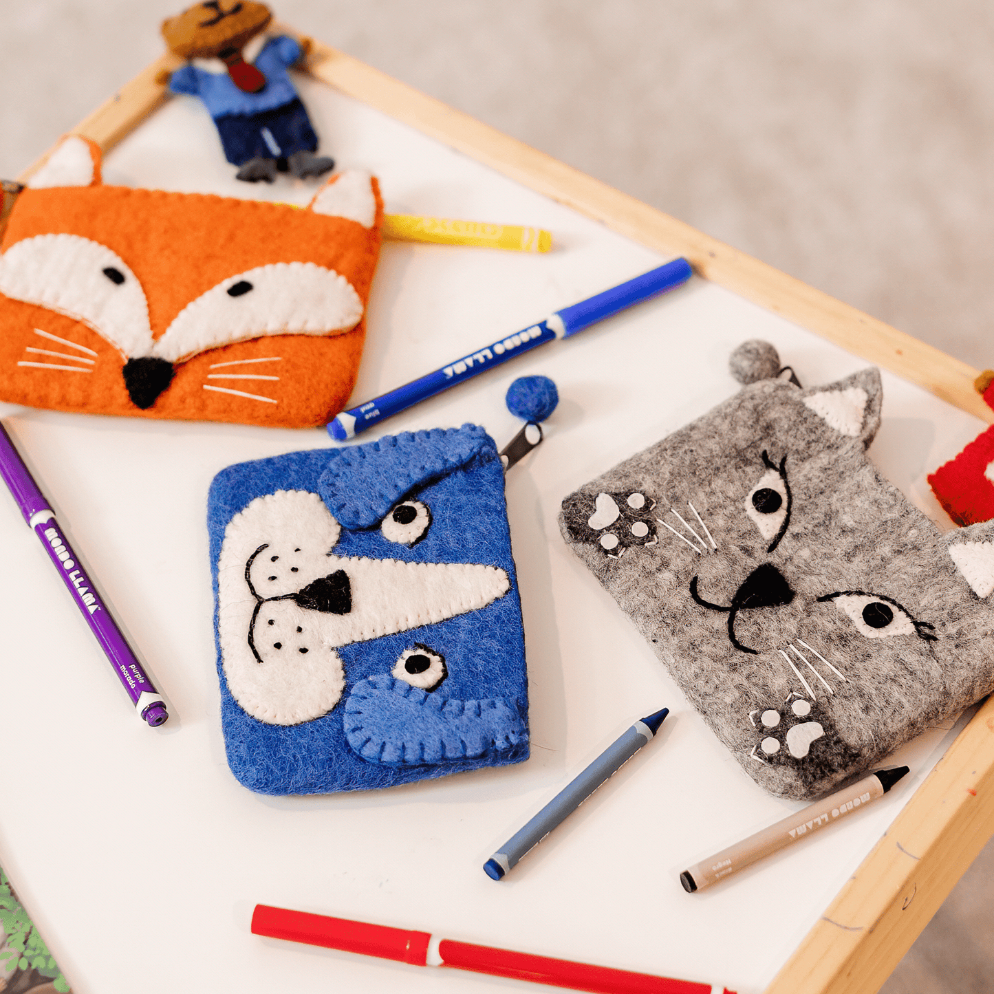 Felt Animal Zipper Pouches