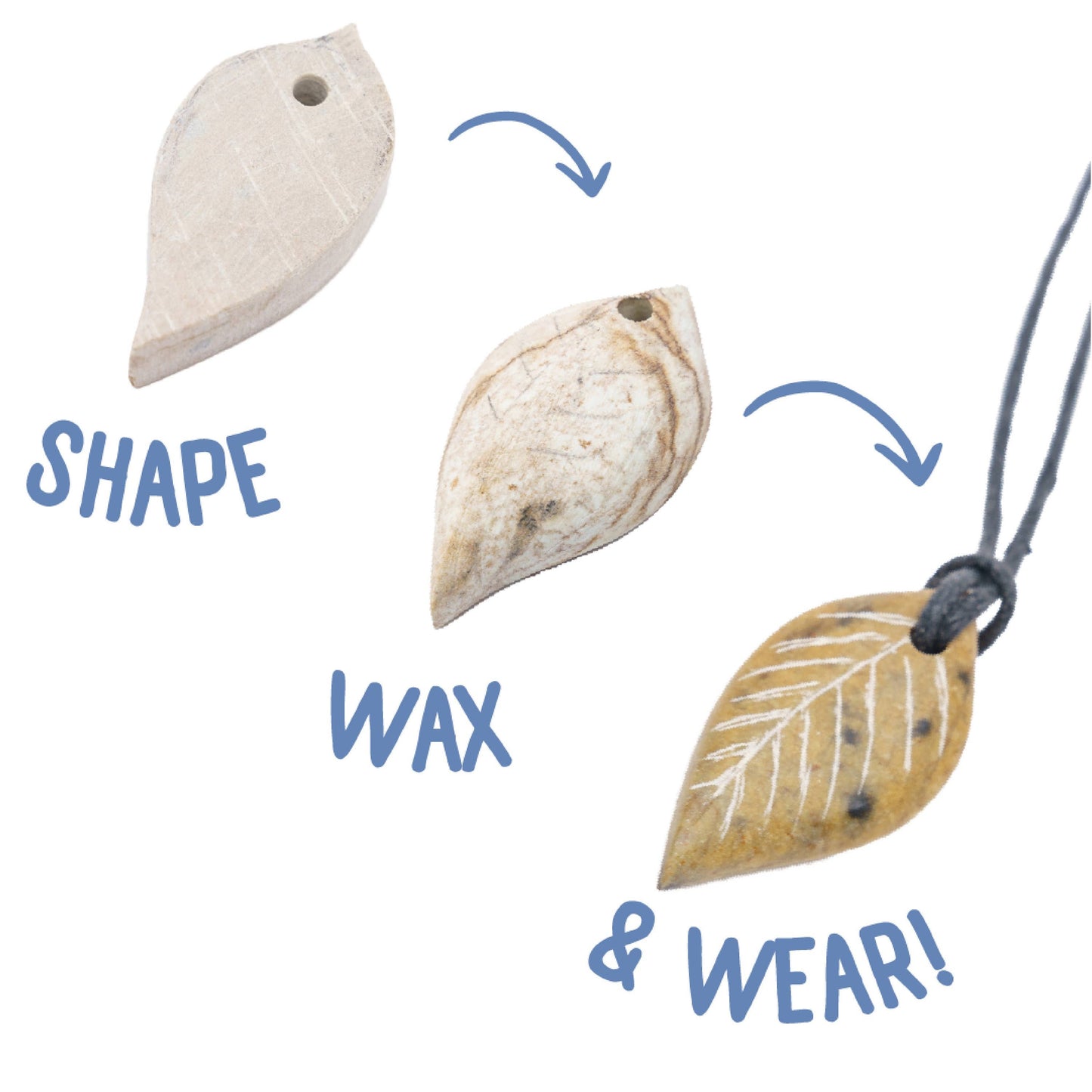 Leaf Soapstone Pendant Jewelry Kit Carving Kit