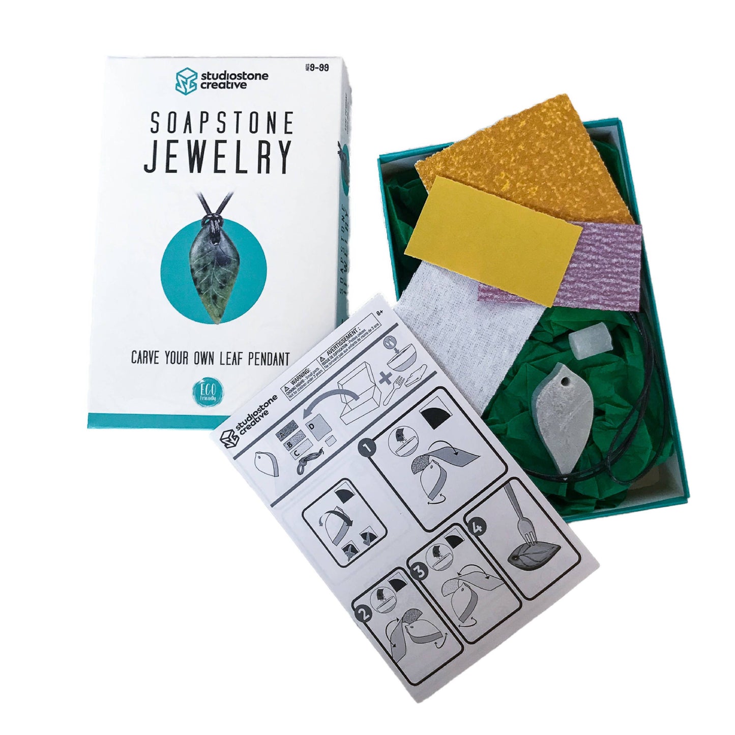 Leaf Soapstone Pendant Jewelry Kit Carving Kit